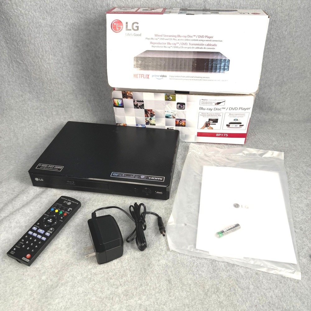 LG Blu-ray DVD Player Black BP175 Wired Streaming Full HD 1080p Home Theater